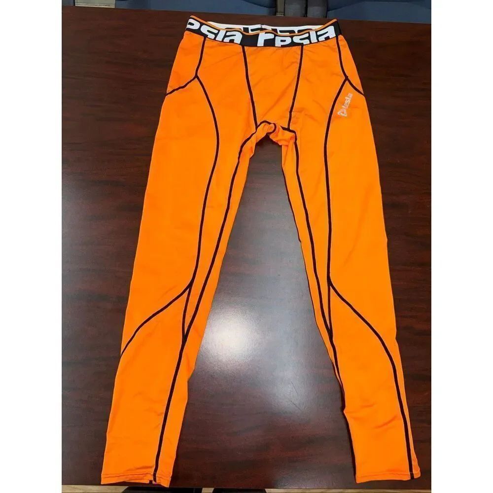 Tesla Men’s Orange Compression Base layer Leggings Size X-Large